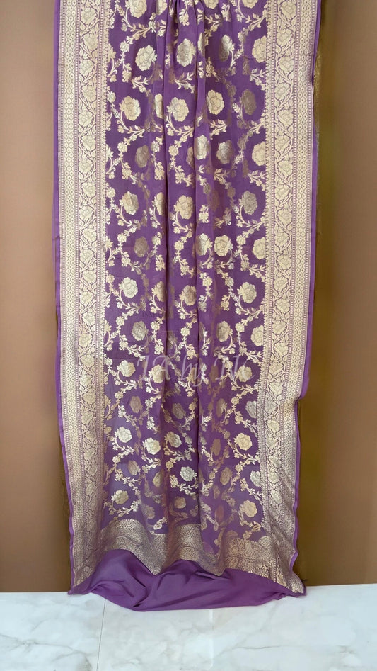 Mauve Banarasi Pure Khaddi Georgette Dupatta