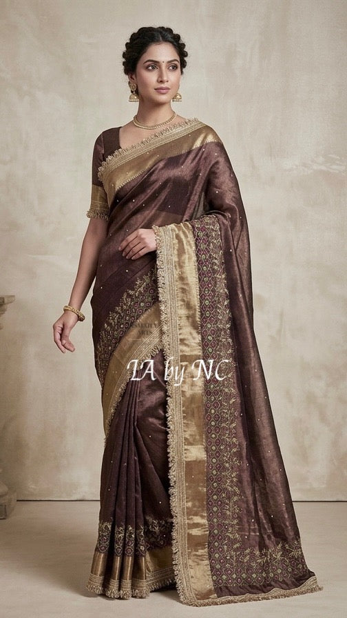 Syrup Banarasi Pure Tissue Silk Handwork Saree