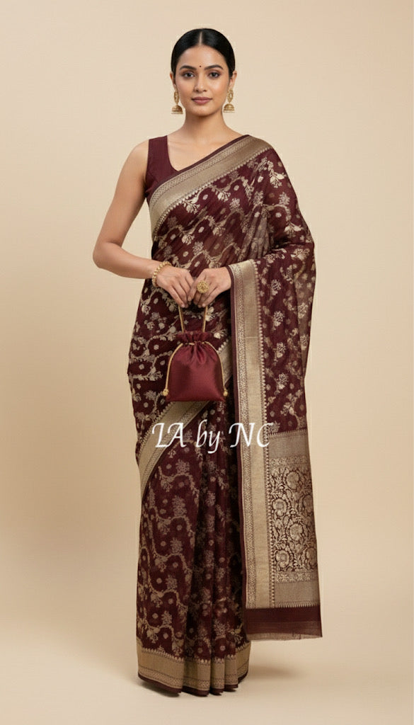 Hickory Banarasi Pure Khaddi Georgette Saree