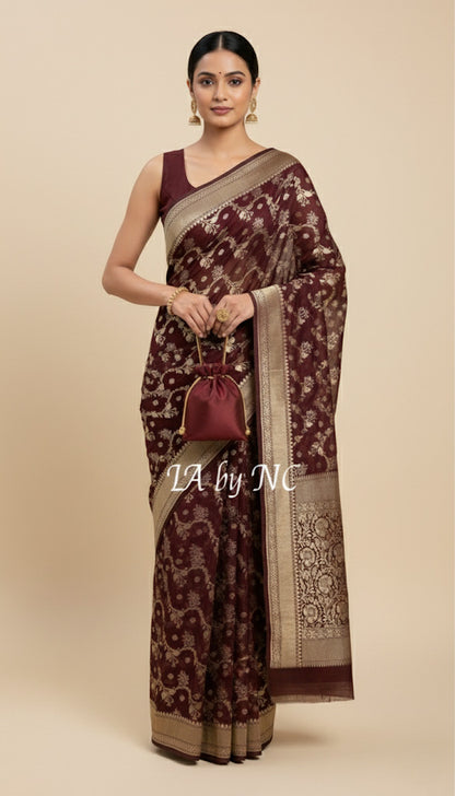 Hickory Banarasi Pure Khaddi Georgette Saree