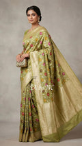 Olive Banarasi Pure Munga Silk Saree