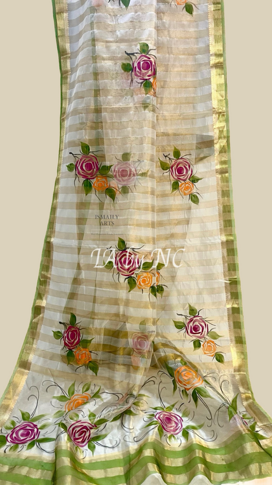 Offwhite Banarasi Pure Tissue Silk Saree