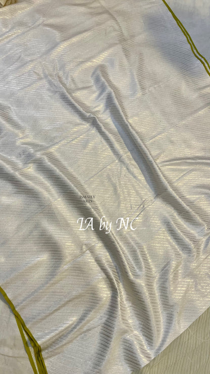 Offwhite Banarasi Pure Khaddi Georgette Saree