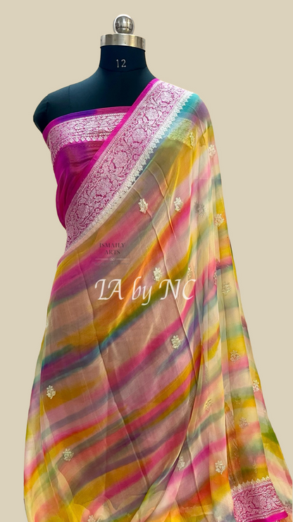 Rani Banarasi Pure Khaddi Georgette Kadwa Saree