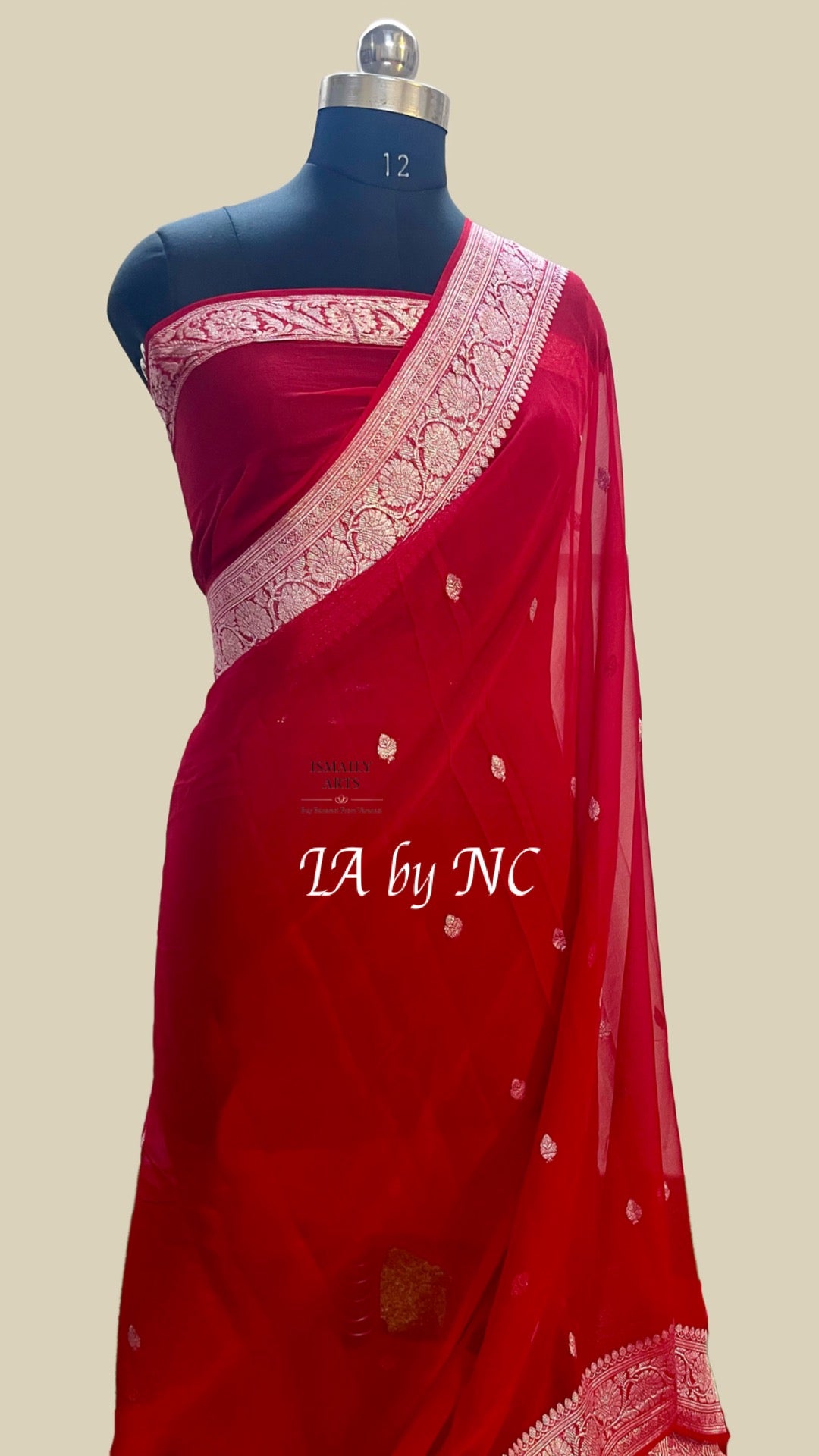 Crimson Banarasi Pure Khaddi Georgette Kadwa Saree