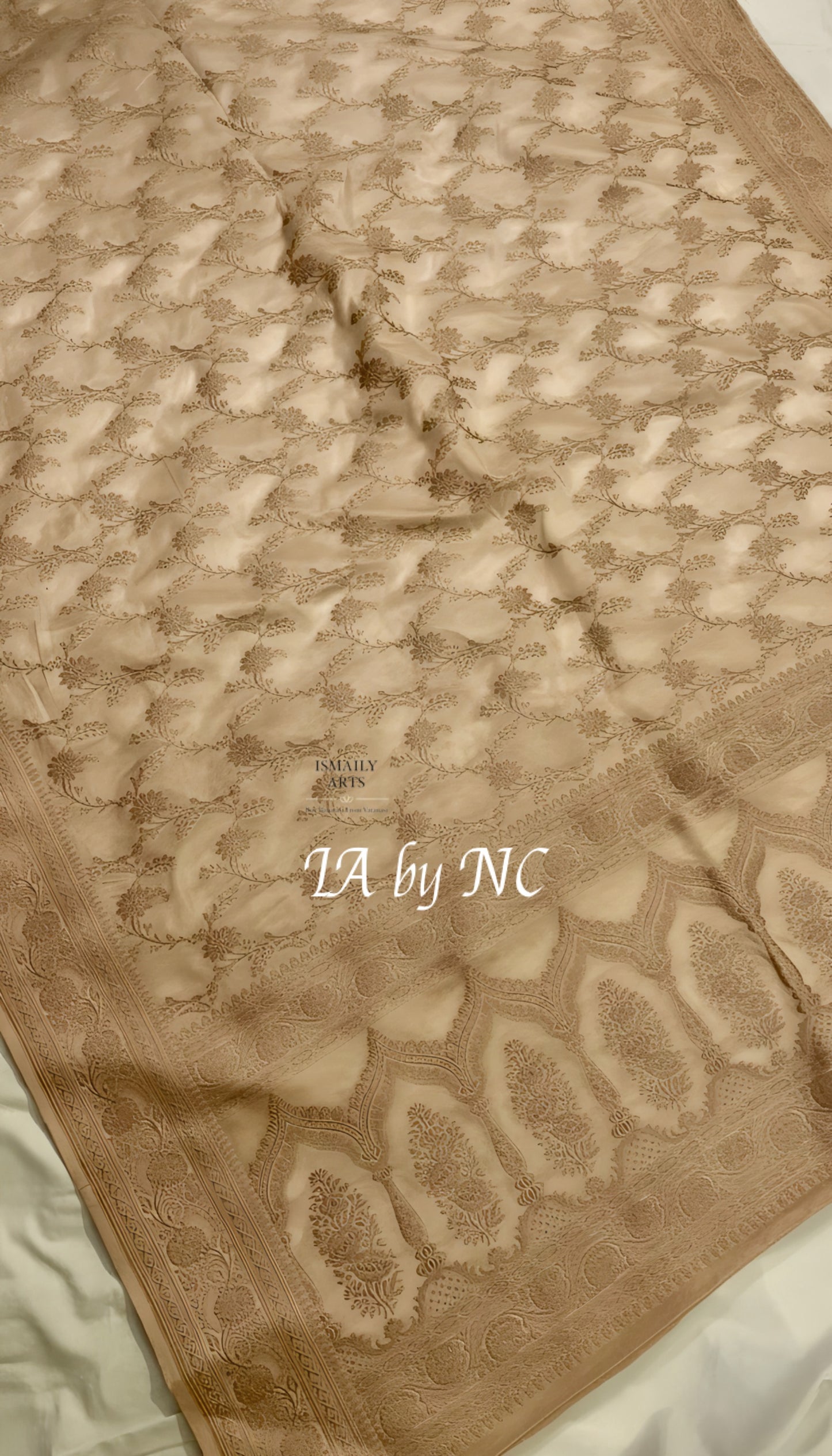 Beige Banarasi Mashru Katan Silk Saree