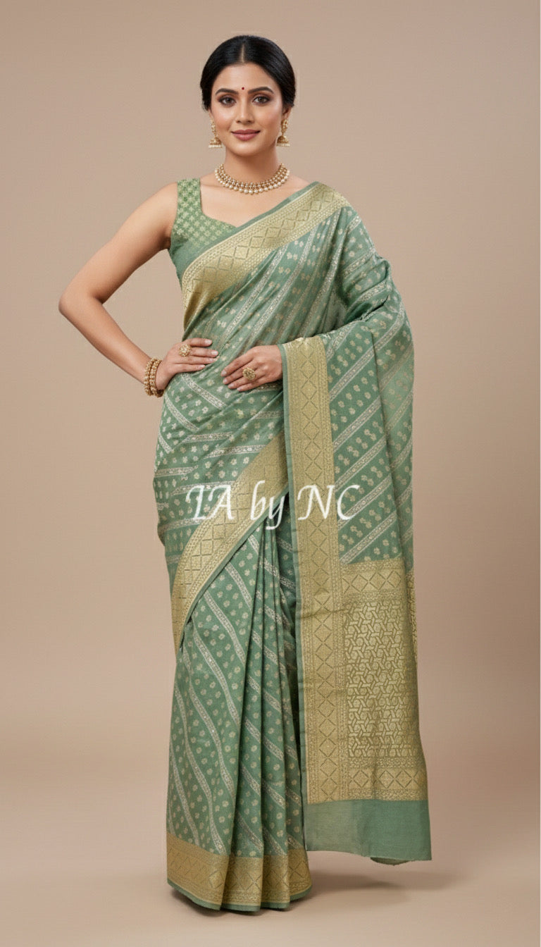 Turquoise Banarasi Pure Khaddi Georgette Saree