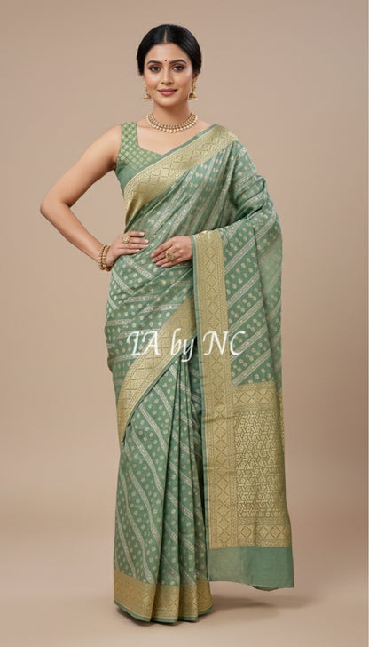 Turquoise Banarasi Pure Khaddi Georgette Saree