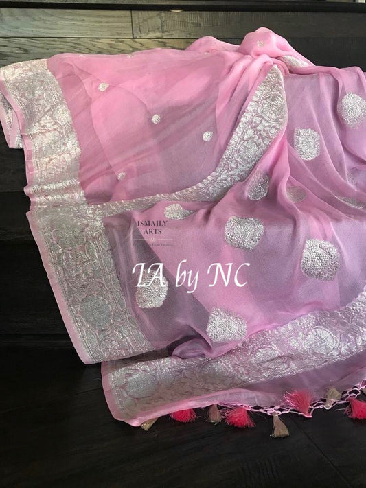 Baby Banarasi Pure Khaddi Georgette Kadwa Saree
