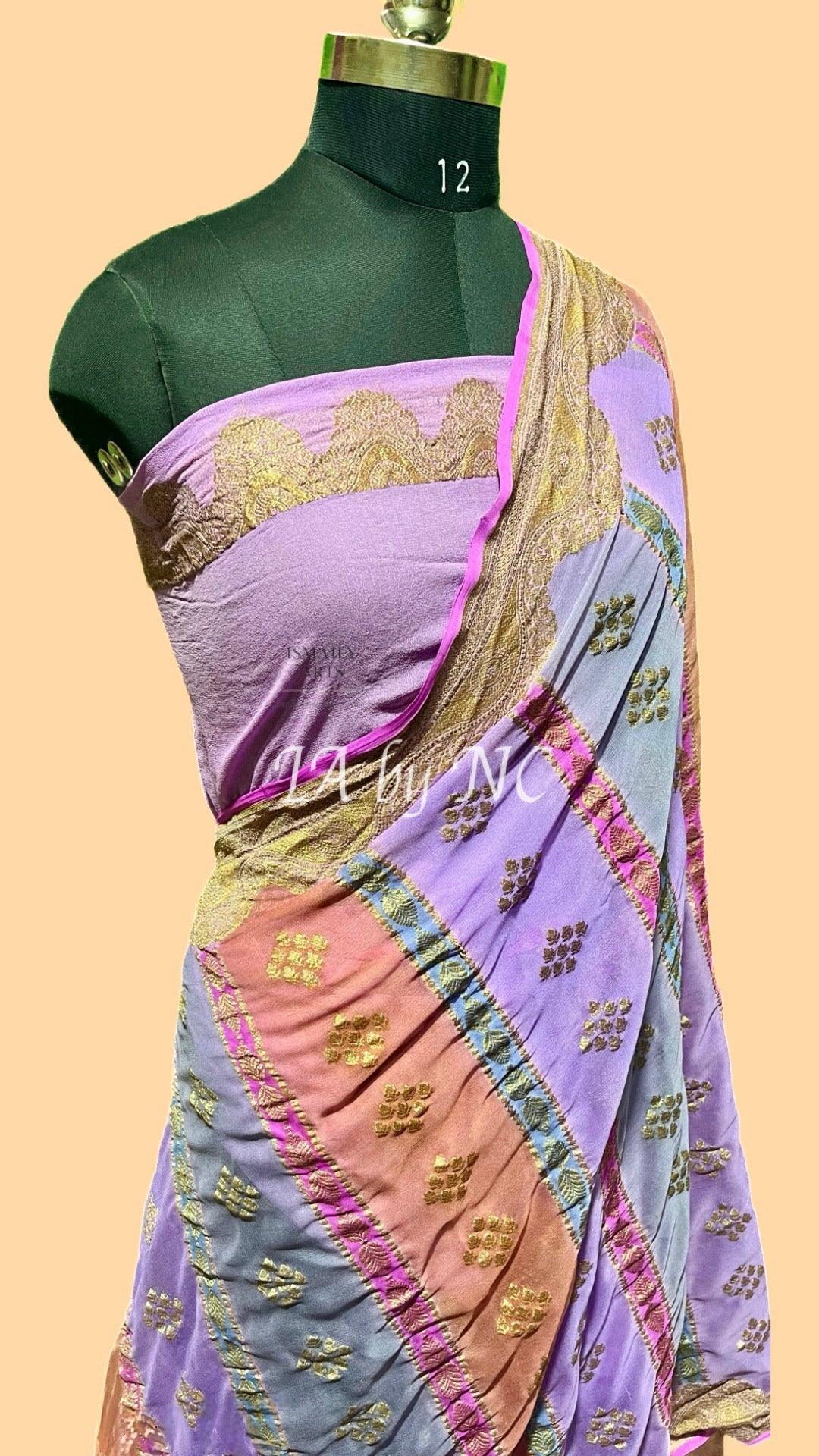 Amethyst Banarasi Pure Khaddi Georgette Saree