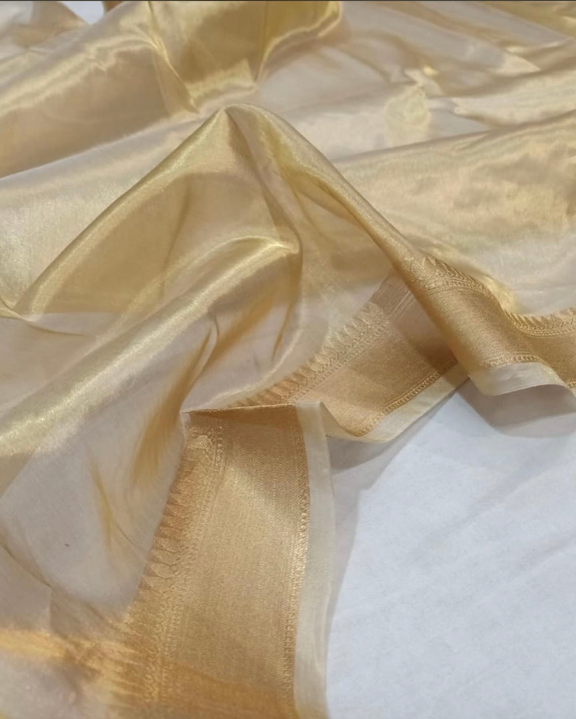 Beige Banarasi Pure Tissue Silk Saree