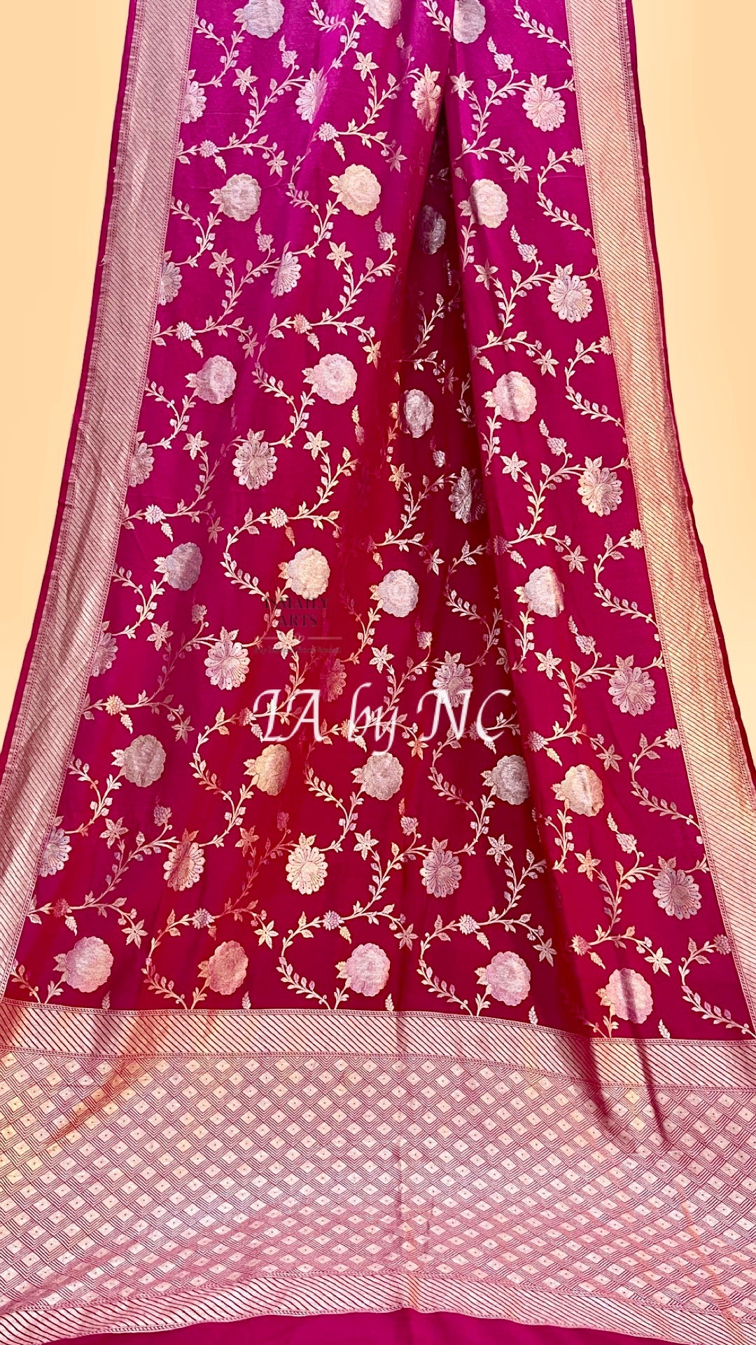 Cerise Banarasi Pure Munga Silk Saree