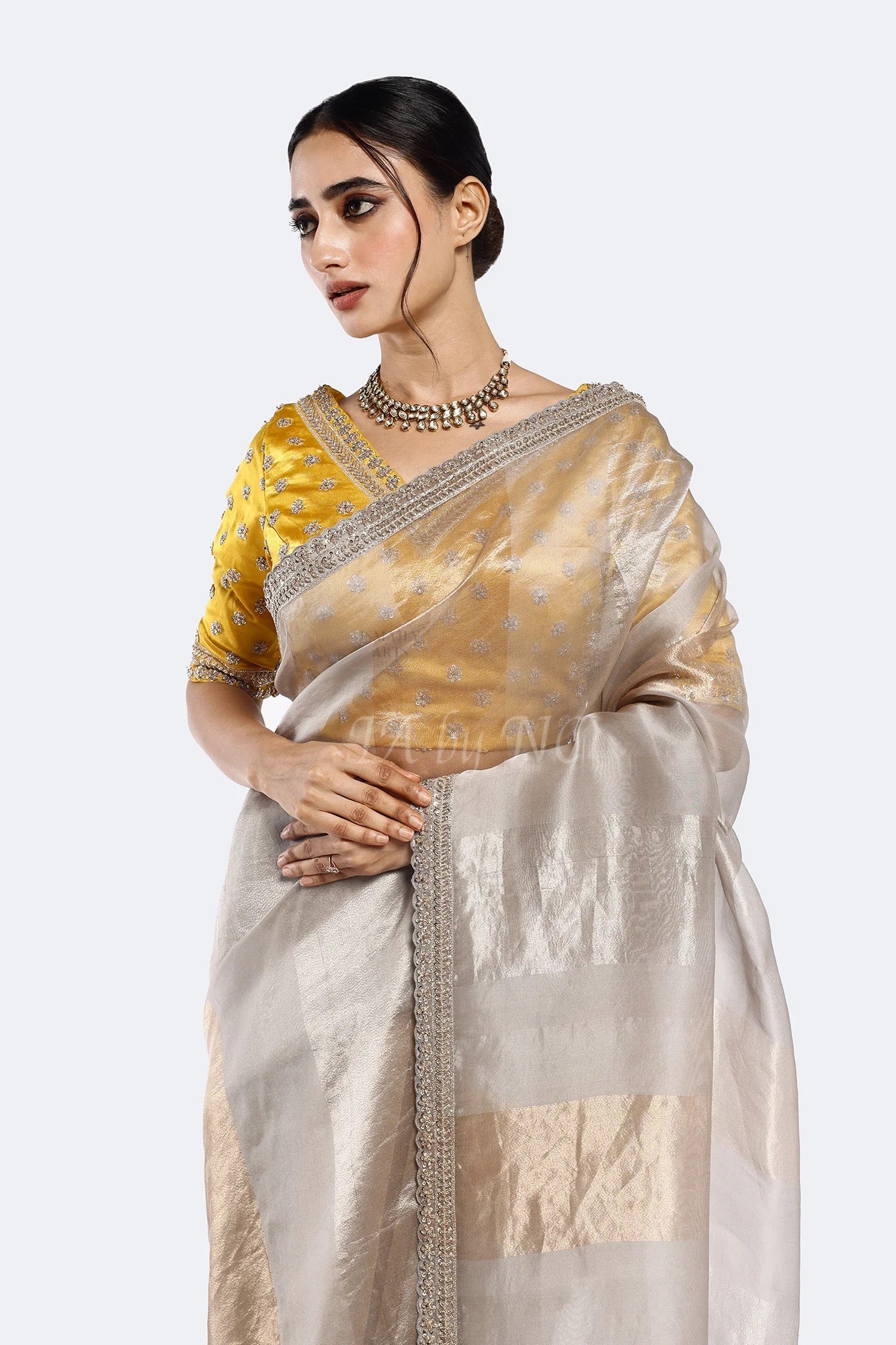 Ivory Banarasi Pure Tissue Silk Saree
