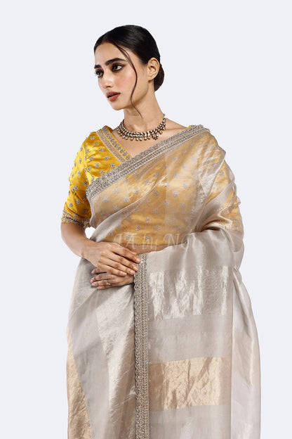 Ivory Banarasi Pure Tissue Silk Saree
