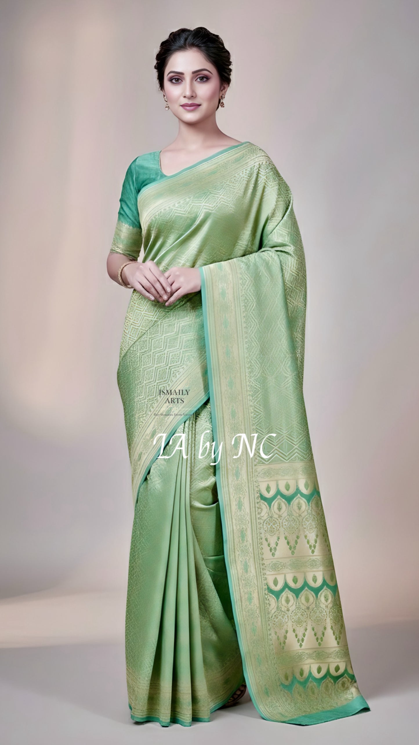Turquoise Banarasi Mashru Katan Silk Saree