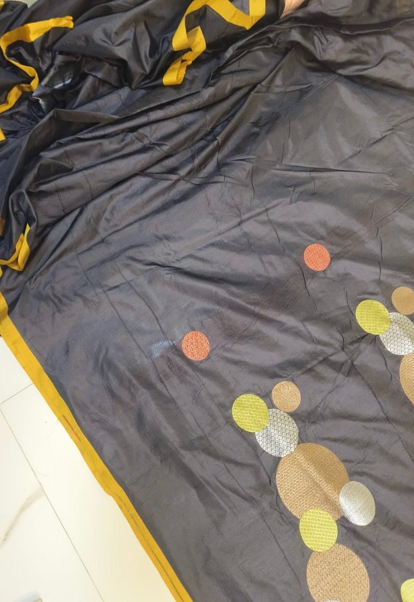 Black Banarasi Pure Katan Silk Designer Saree