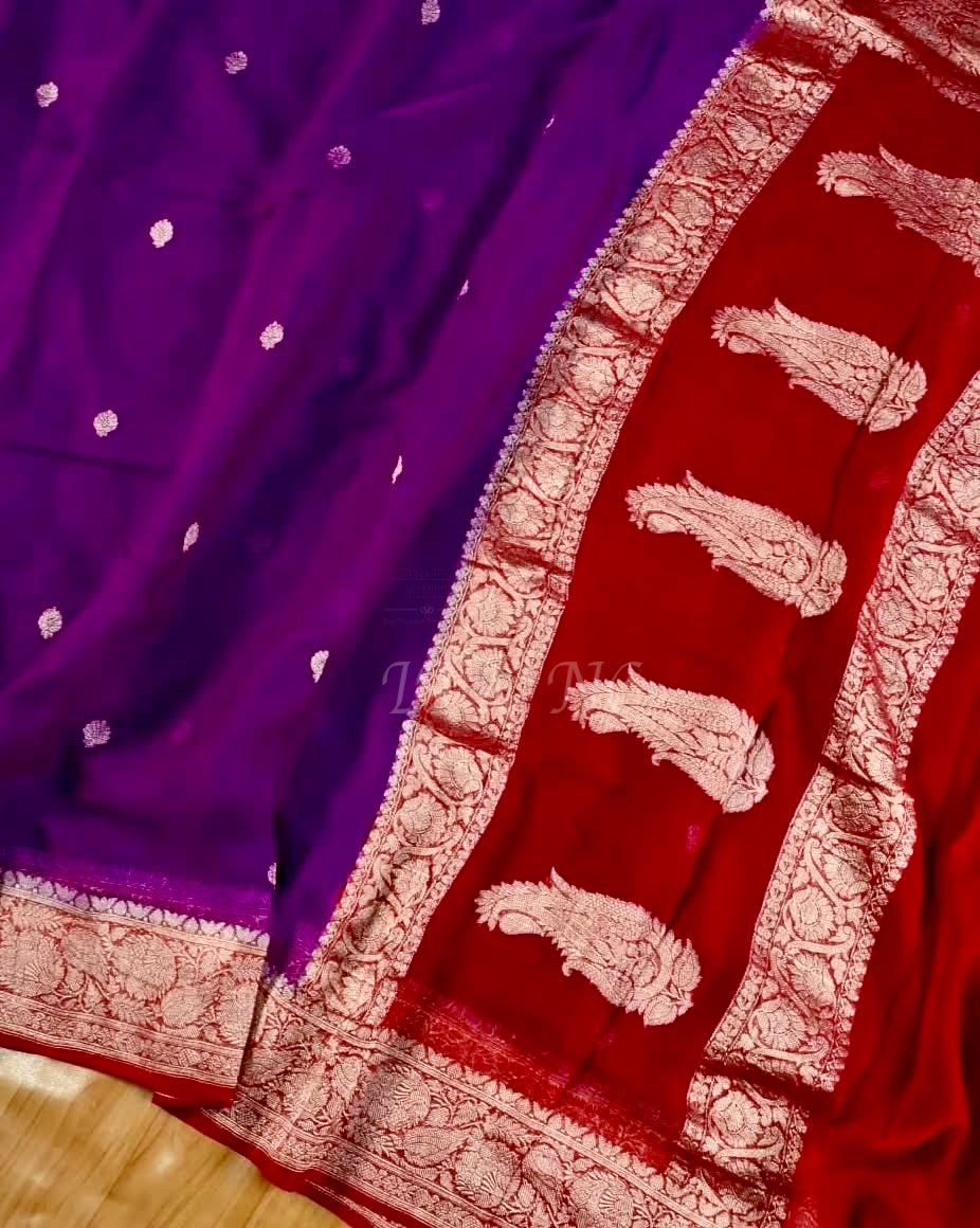 Lollipop Banarasi Pure Khaddi Georgette Kadwa Saree