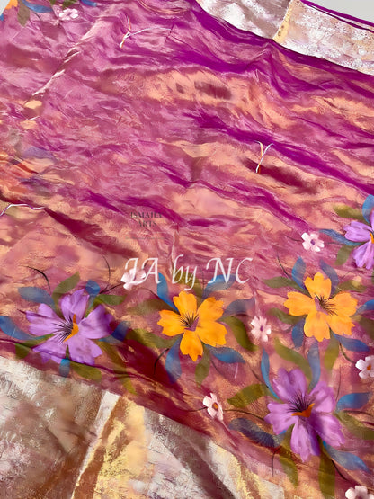 Berry Banarasi Pure Tissue Silk Saree