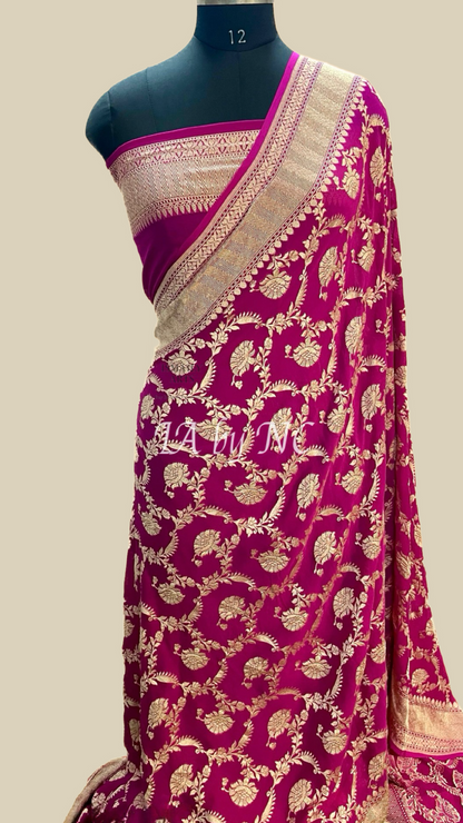 Ruby Banarasi Pure Khaddi Georgette Saree