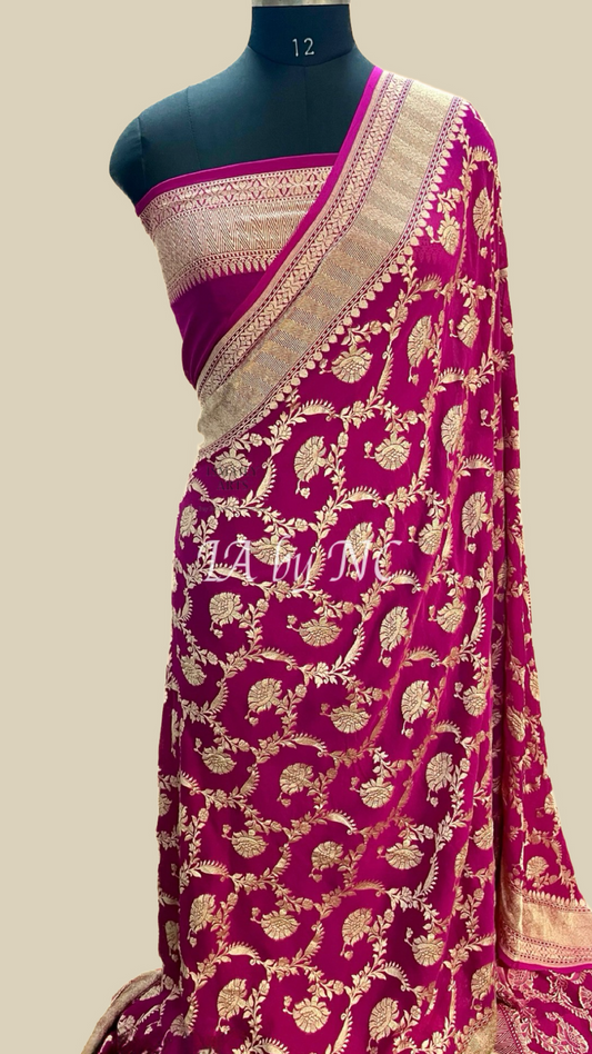Ruby Banarasi Pure Khaddi Georgette Saree