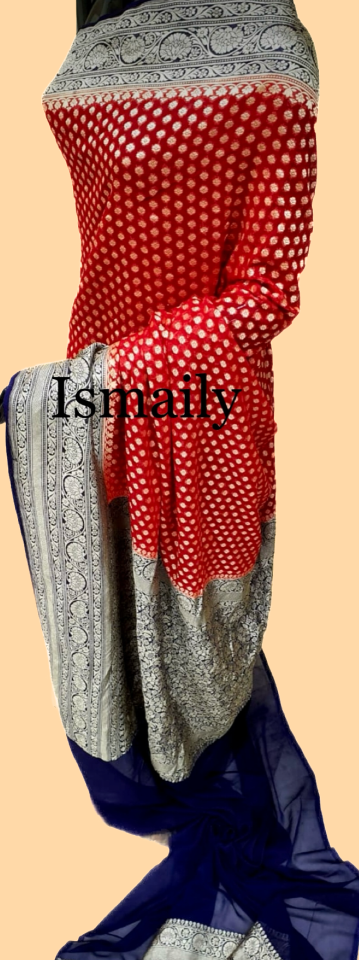 Crimson Banarasi Pure Khaddi Georgette Saree