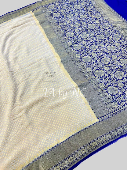 Offwhite Banarasi Pure Khaddi Georgette Saree