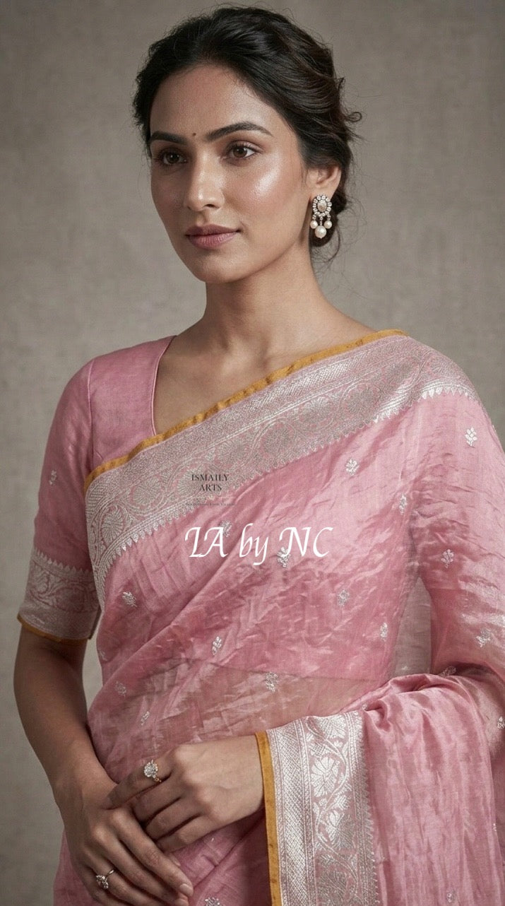French Banarasi Pure Khaddi Tissue Georgette Kadwa Saree