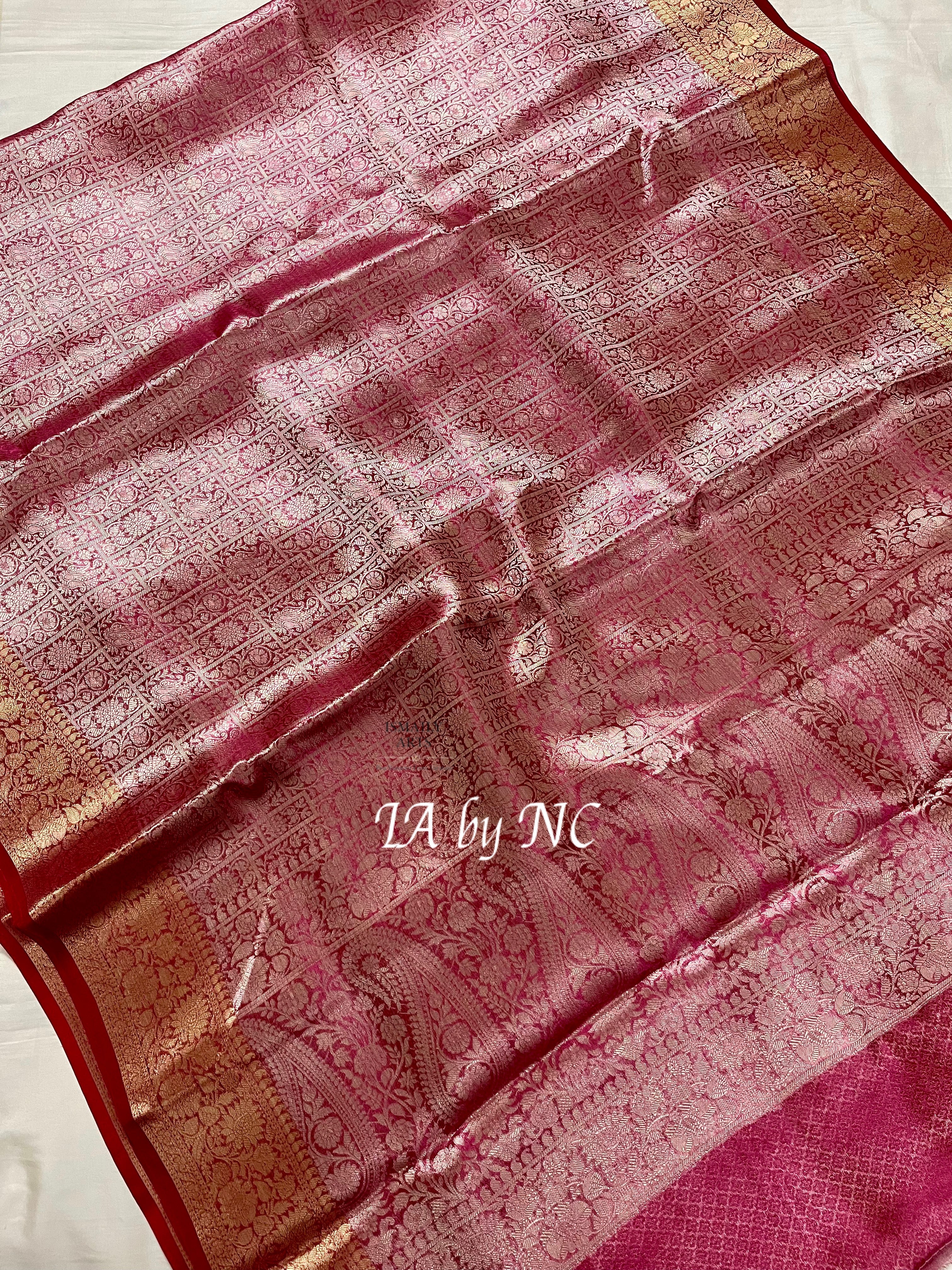 Fuschia Banarasi Pure Tissue Silk Brocade Saree
