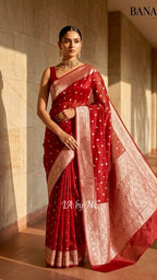 Crimson Banarasi Pure Tissue Silk Saree