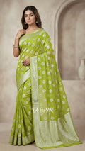 Moss Banarasi Pure Khaddi Georgette Saree