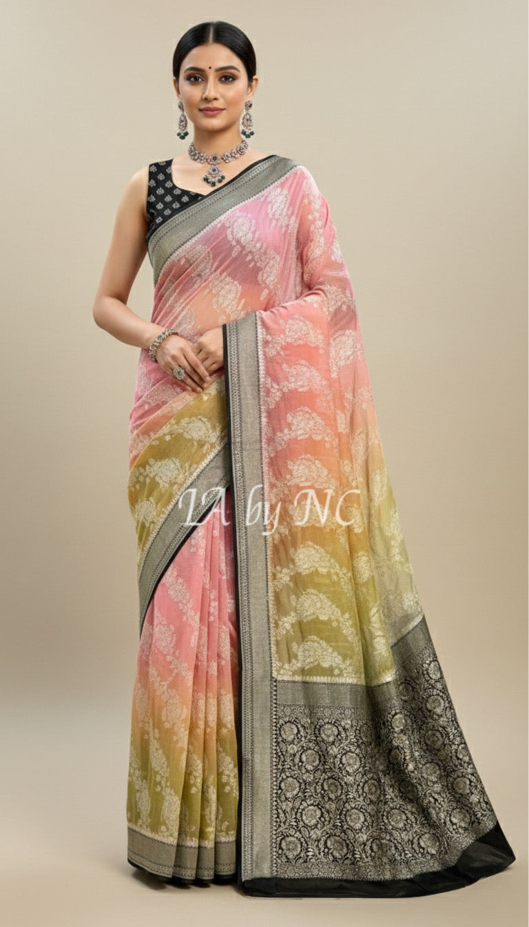 Black Banarasi Pure Khaddi Georgette Saree