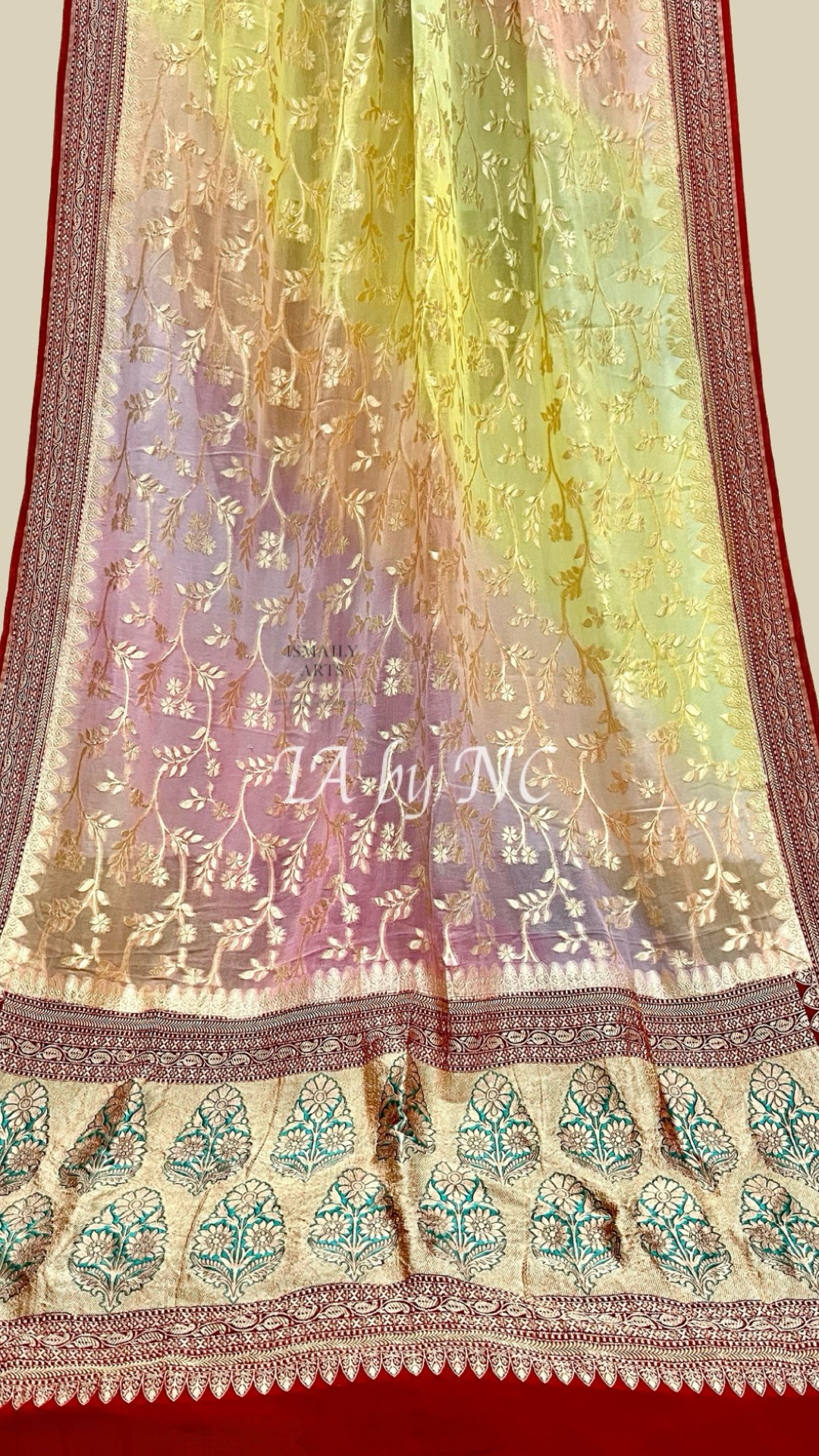 Crimson Banarasi Pure Khaddi Georgette Saree