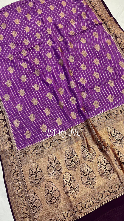 Plum Banarasi Pure Khaddi Georgette Saree