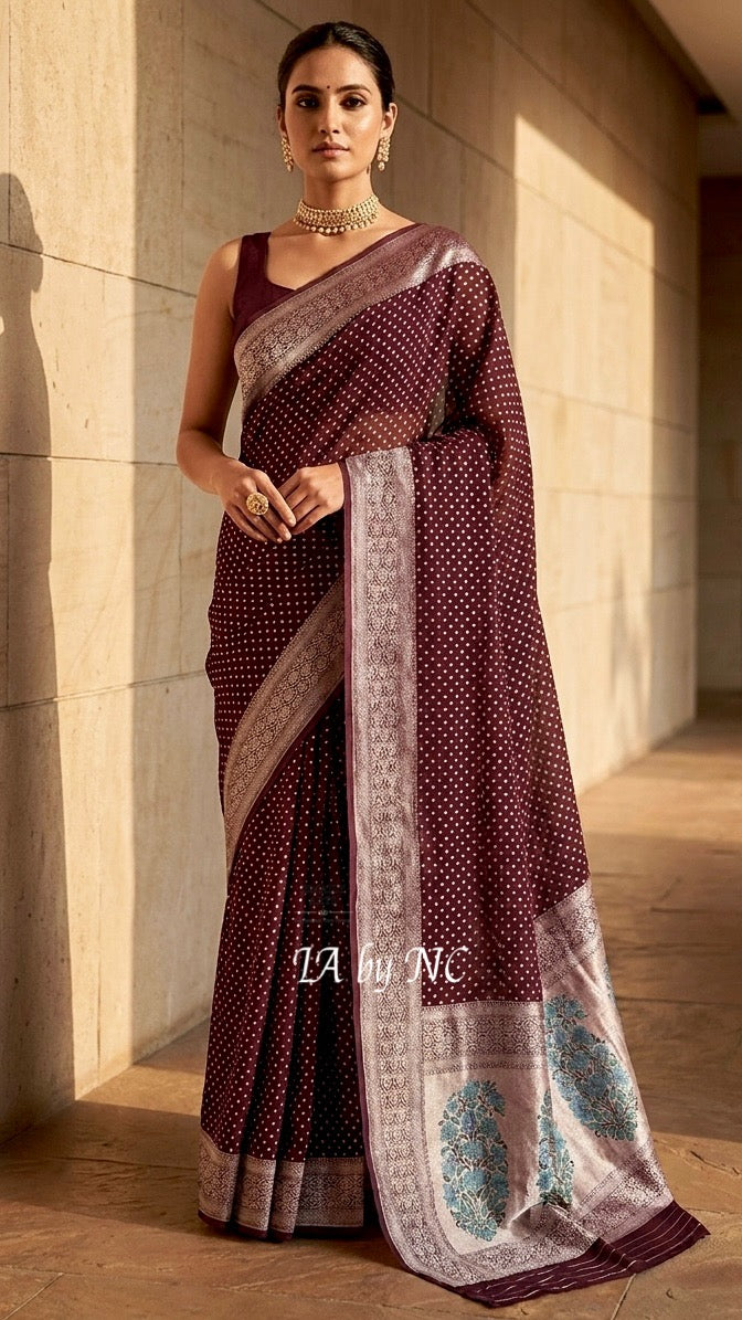 Hickory Banarasi Pure Khaddi Georgette Saree