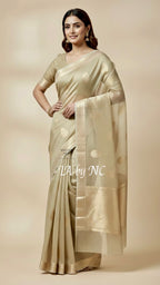Abalone Banarasi Pure Kora Organza Kadwa Saree