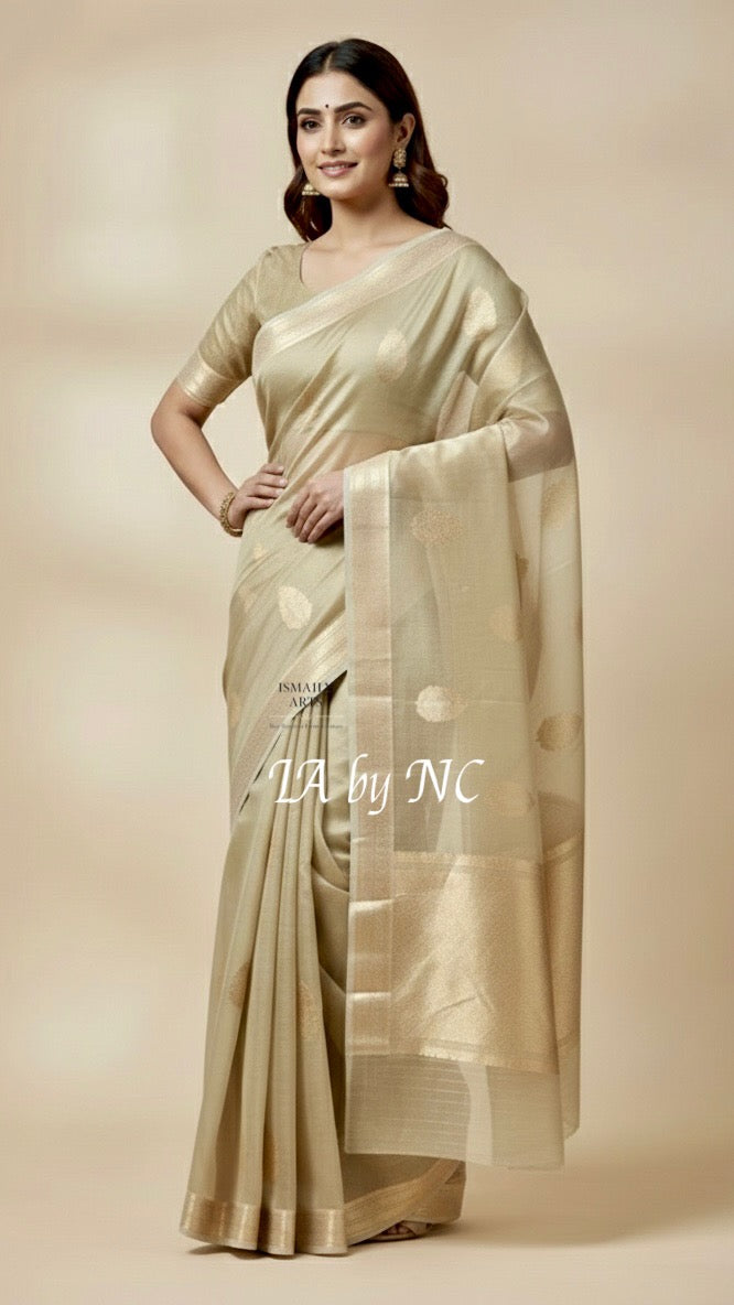 Abalone Banarasi Pure Kora Organza Kadwa Saree