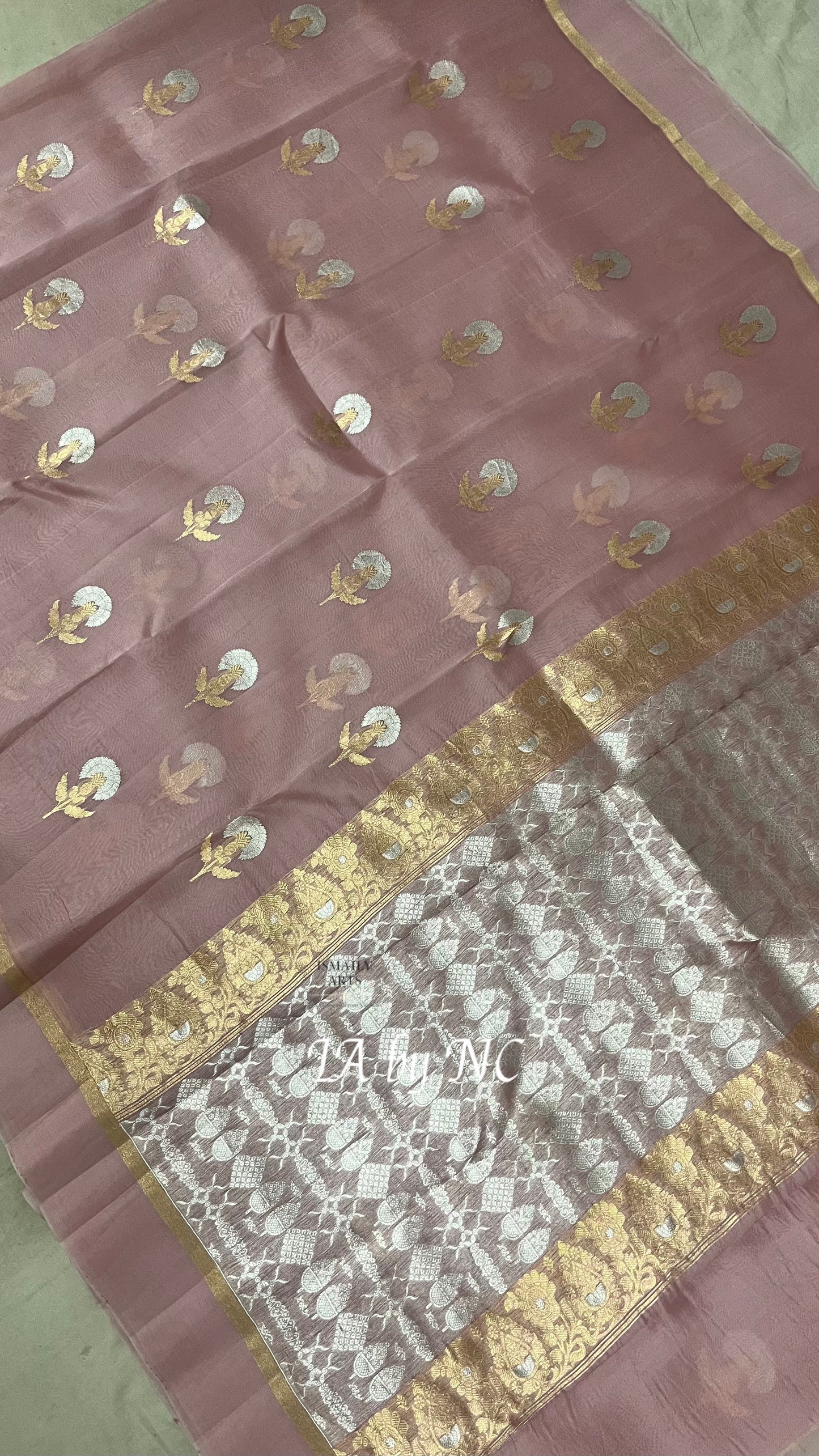 Mauve Banarasi Pure Kora Silk Kadwa Saree