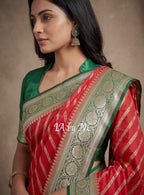 Carmine Banarasi Pure Chiffon Georgette Saree