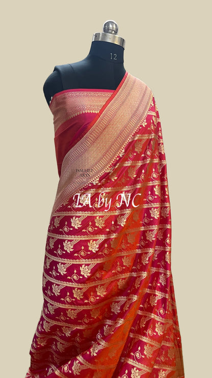 Cerise Banarasi Pure Katan Silk Pattu Saree