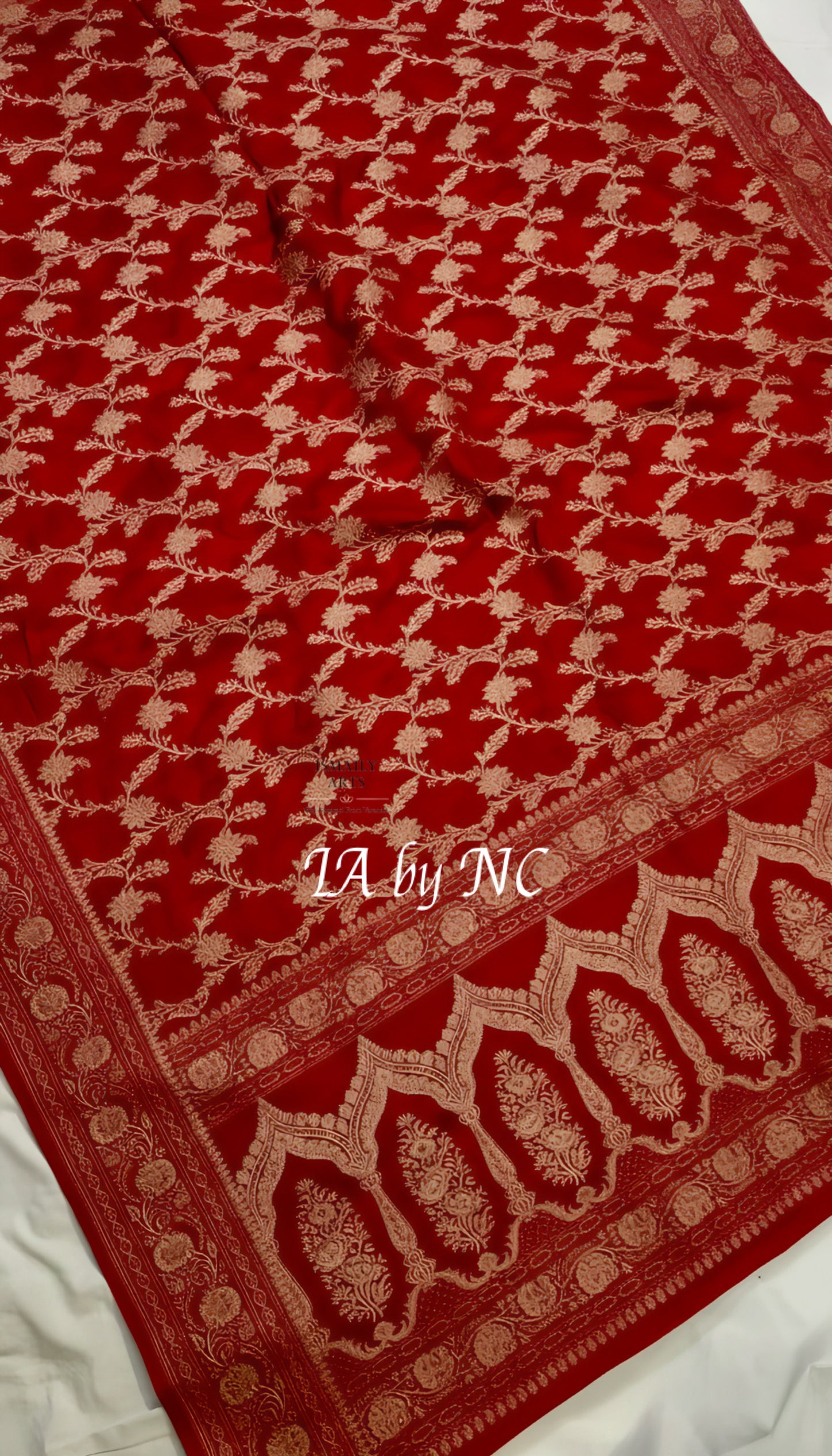 Crimson Banarasi Mashru Katan Silk Saree