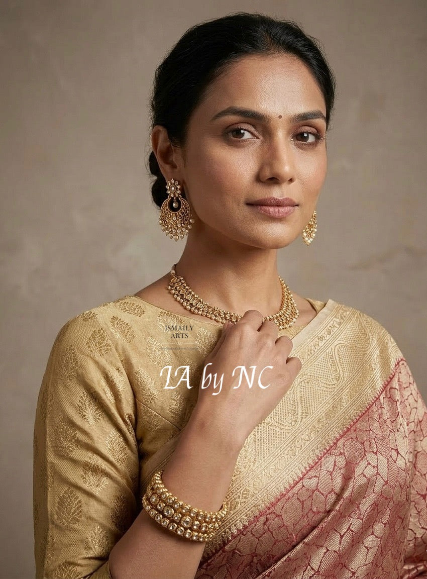 Carmine Banarasi Pure Khaddi Georgette Brocade Saree