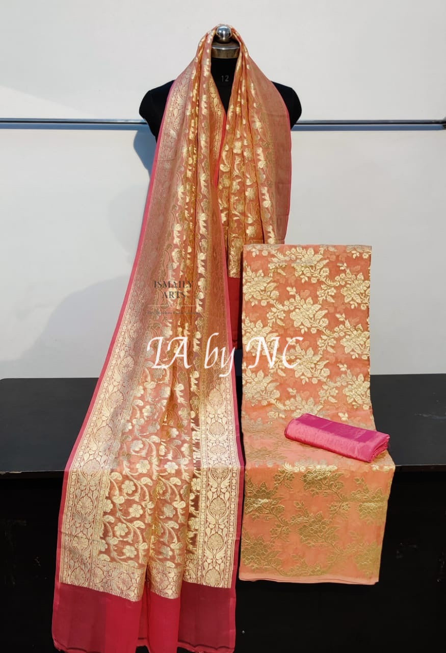 Fire Banarasi Pure Khaddi Georgette Suit Dupatta