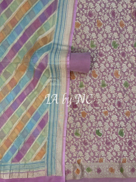 Lavender Banarasi Pure Khaddi Georgette Suit Dupatta