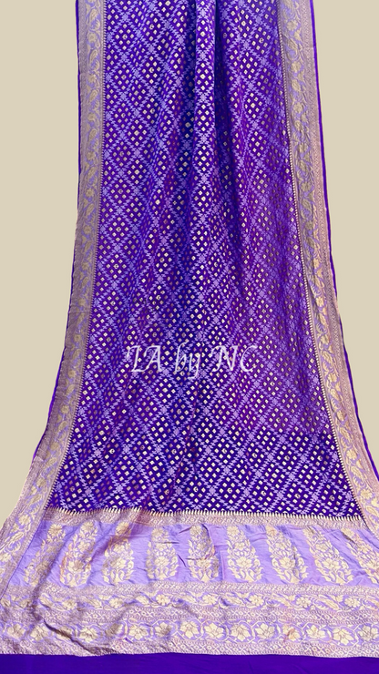 Grape Banarasi Pure Khaddi Georgette Saree
