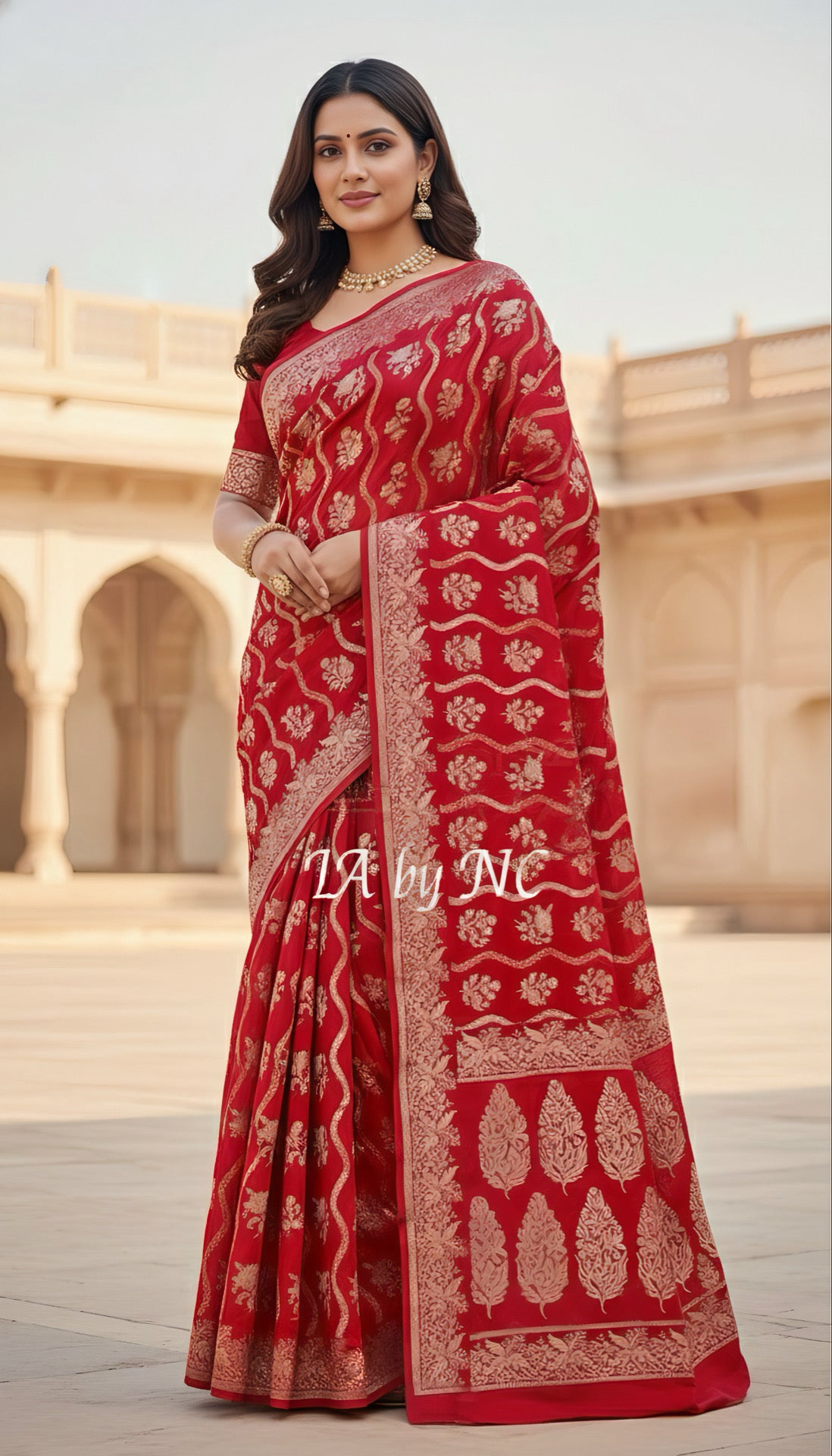 Crimson Banarasi Pure Khaddi Georgette Saree