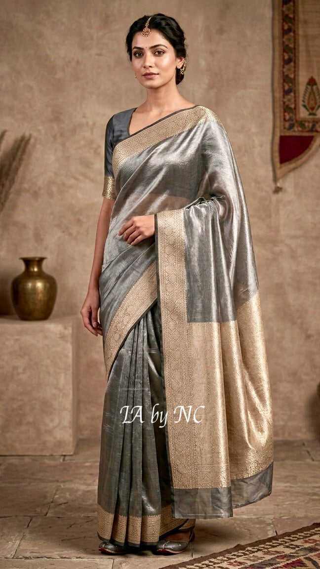 Black Banarasi Pure Tissue Silk Saree