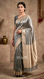 Black Banarasi Pure Tissue Silk Saree