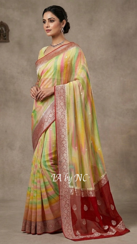 Maroon Banarasi Pure Khaddi Georgette Kadwa Saree