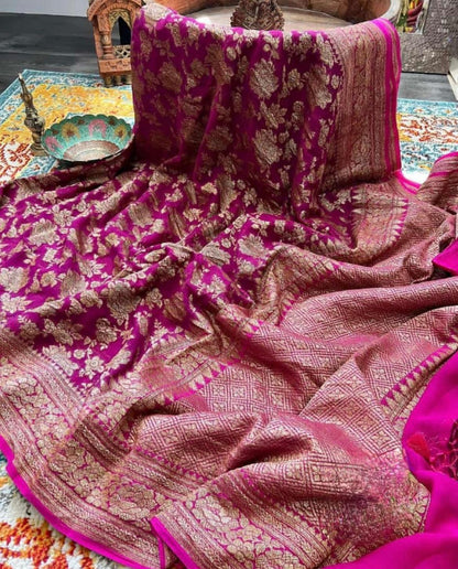 Rani Banarasi Pure Khaddi Georgette Saree