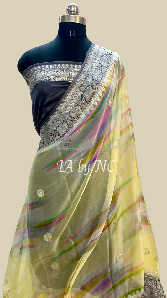 Iron Banarasi Pure Khaddi Georgette Kadwa Saree